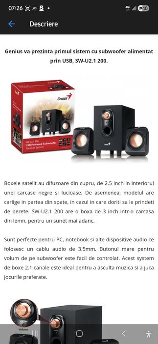 Vand Boxe Genius 2.1 SW-U2.1 200