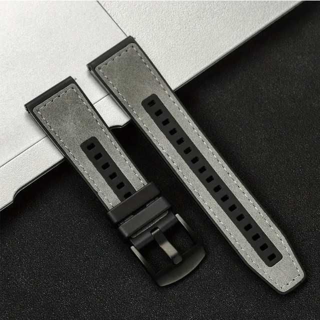 Curea cauciuc+insertie piele Huawei GT,GT2,GT3,GT4,GT5(46mm) 22mm