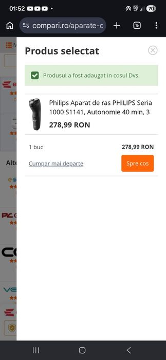 Aparat de ras PHILIPS Seria  S1141 / O77I46I478