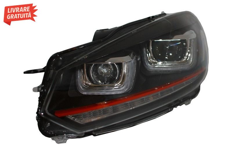 Faruri LED VW Golf 6 VI (2008-2013) Golf 7 3D Design Red Strip GTI LED