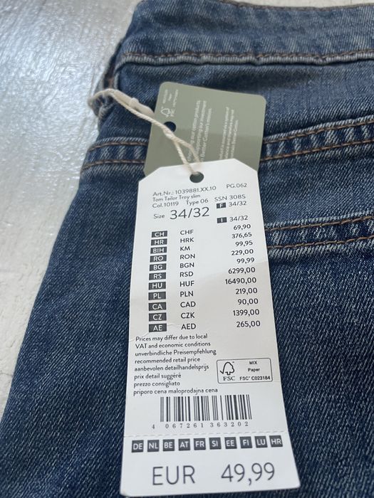Дънки Tom Tailor slim 34/32