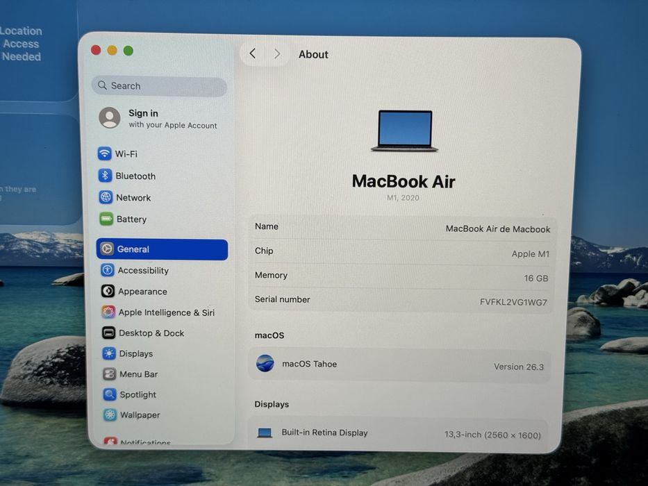 Macbook Air M1 13,3" 256GB SSD 16GB Ram