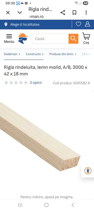Șipcă lemn rindeluită