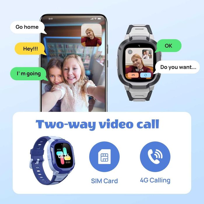 Детски смарт часовник Mibro P6 с GPS и 4G камера - Син (Нов)