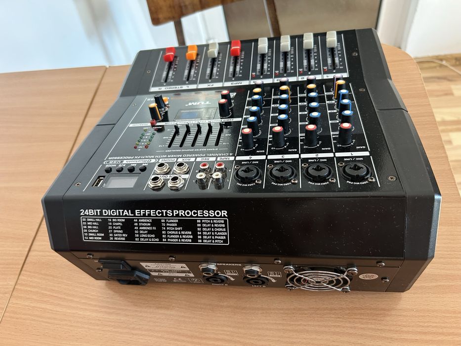 Mixer-audio amplificat 4 canale cu efecte digitale 24-bit,USB