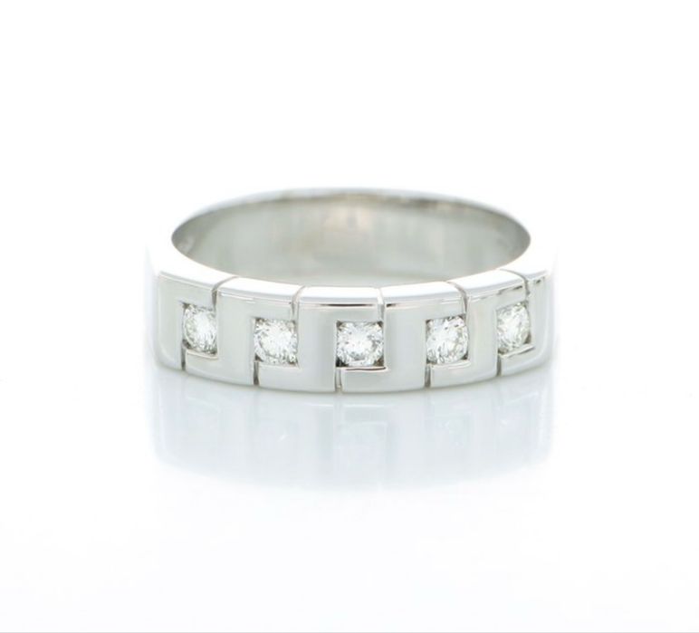 Pret spot aur Inel Aur alb 18k 750  5 diamante naturale