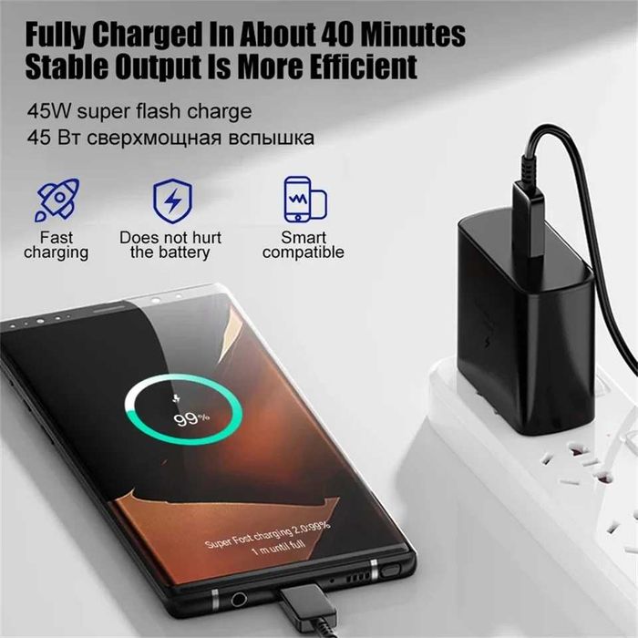 Зарядно устройство Samsung Super fast charger, USB Type-C, 45W, Black