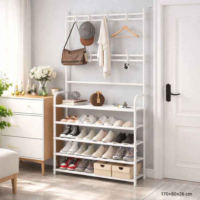 Вешалка-стойка для одежды и обуви 5 ярусов, 170×80×26 см