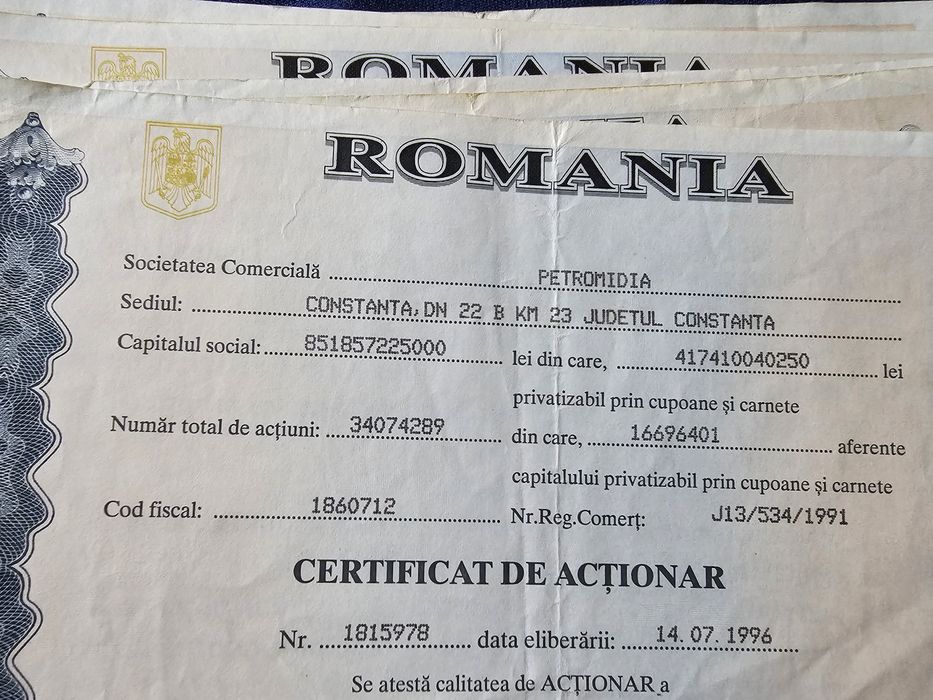 Certificat acționar. Marea privatizare.