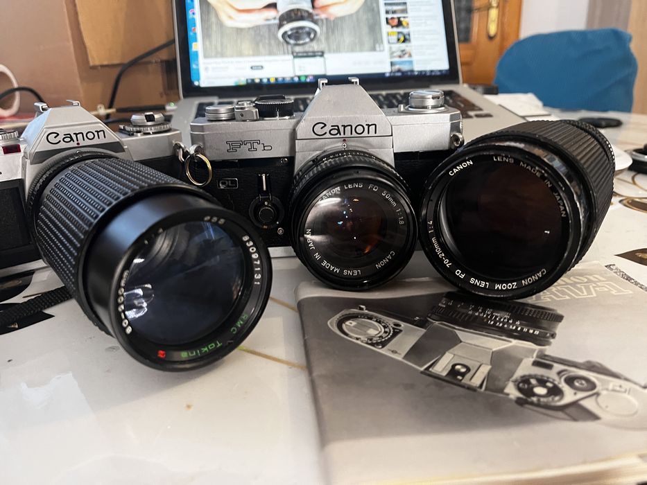 SLR obiective  Canon FD film  50mm f 1,8 ; 70-210mm f4