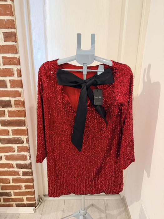 Rochie rosie cu paiete Mauri