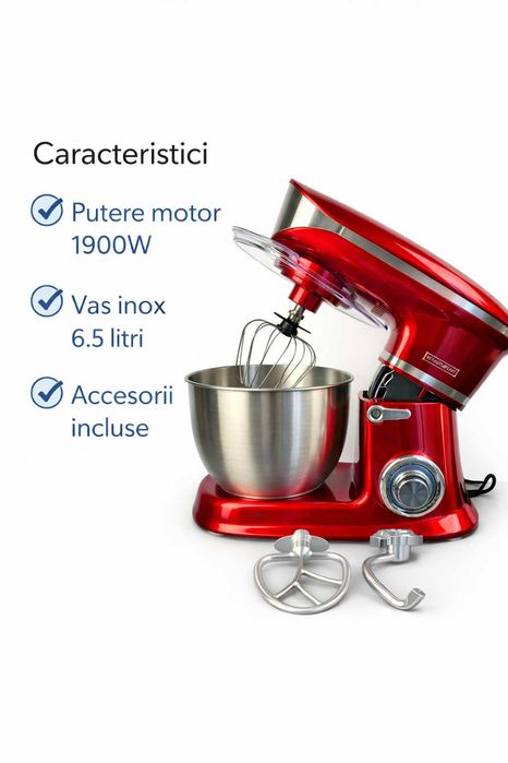 Mixer planetar profesional 1900W Royalty Line bol inox 6.5L