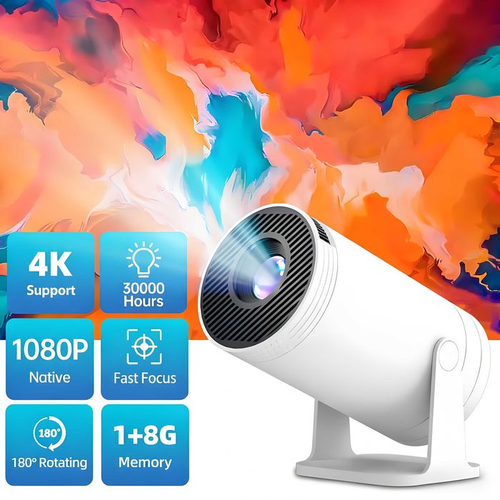 Мини проектор MAOHUTER 4K Decoding, 1080P, 3D, 270° ротация