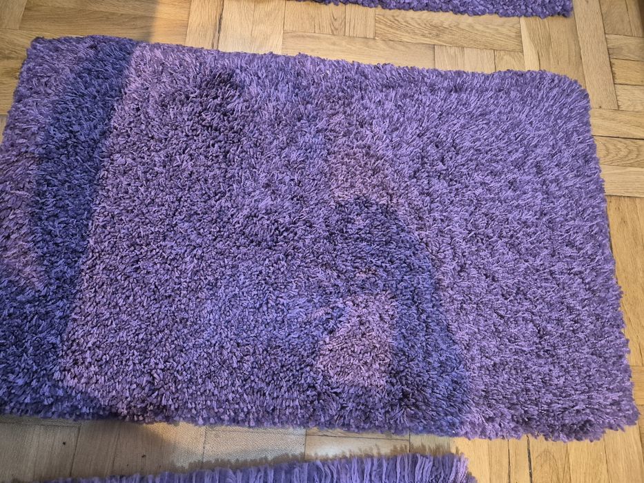 Covoare pufoase culoarea mov 3 buc