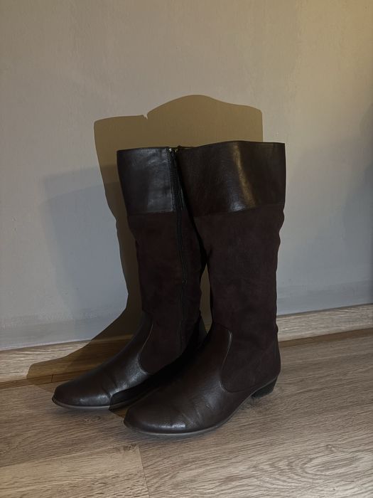 Cizme crem din piele naturală