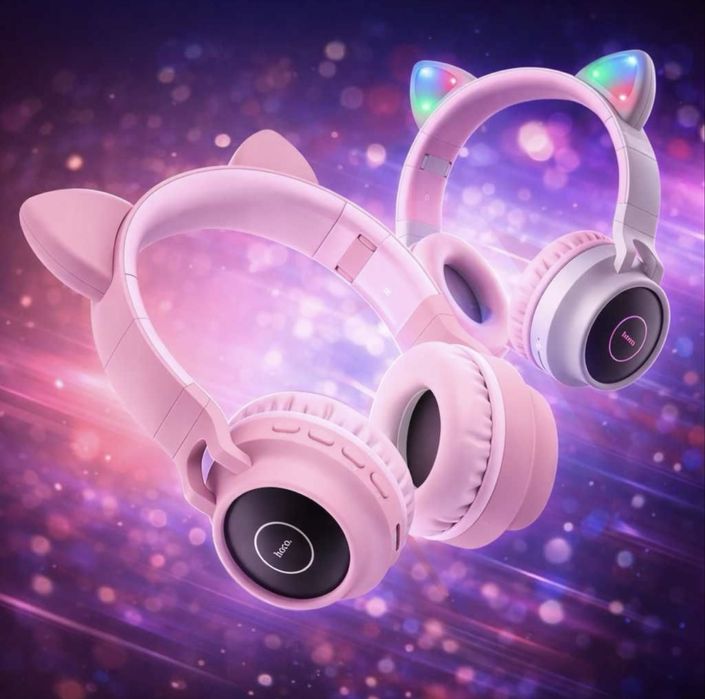 Беспроводные Наушники с ушками оригин cat ear Bluetooth Доставка есть!