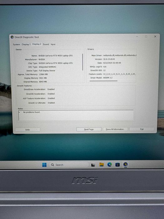 Laptop MSI THIN 15 I7-13620H RTX 4050 6GB  Zeus Amanet Vitan 3776