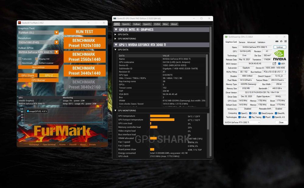 Placa Video Gigabyte RTX 3060 Ti GAMING OC PRO-8GD Rev 3.0