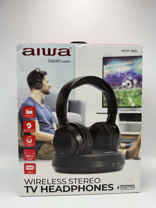 Casti wireless pentru Televizor, Aiwa, Alimentare baterii AAA, Negru G