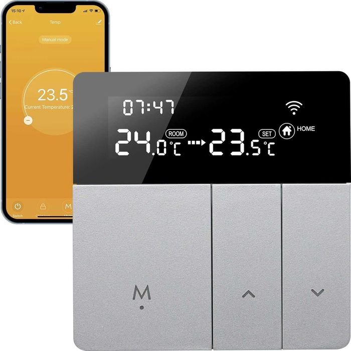 Termostat inteligent centrală termică pe gaz Beok TGPWIFI-WPB 3A,WiFi programabil compatibil cu Smart Life, Google Home și Alexa