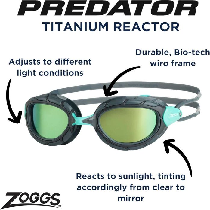 Унисекс очила за плуване Zoggs, сиви/тюркоазени/титаниеви, Reactor