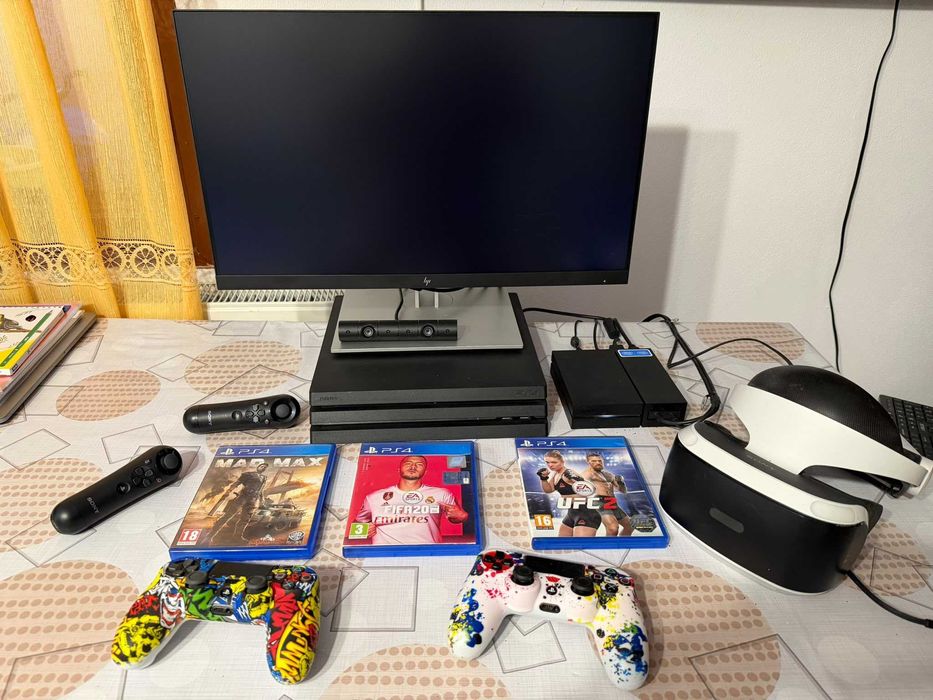PlayStation 4 PRO 1 TB + 2 Manete + PlayStation Camera + PlayStation VR Complet + 3 Jocuri