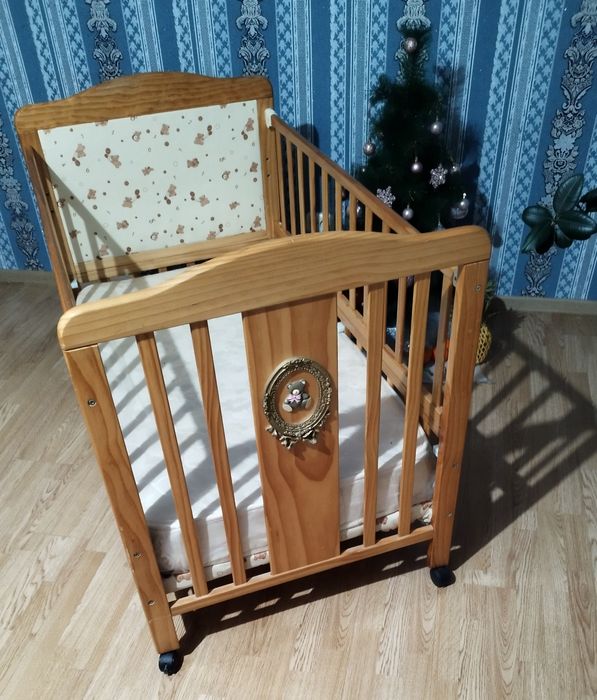 Кроватка детская Классика . Дерево вишня Оксфорд Лак )+ Нов. Ортопед..