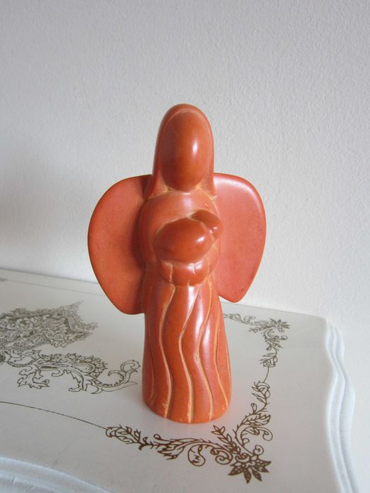 Craciun cadou rar Maria cu Pruncul Sculptura stilizata piatra 1980