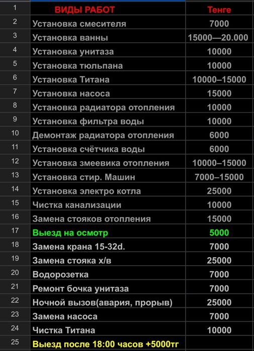 Сантехник Караганда