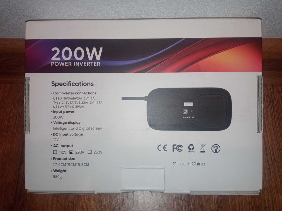 Инвертор за автомобил 12 VDC - 220 VAC; 200 W