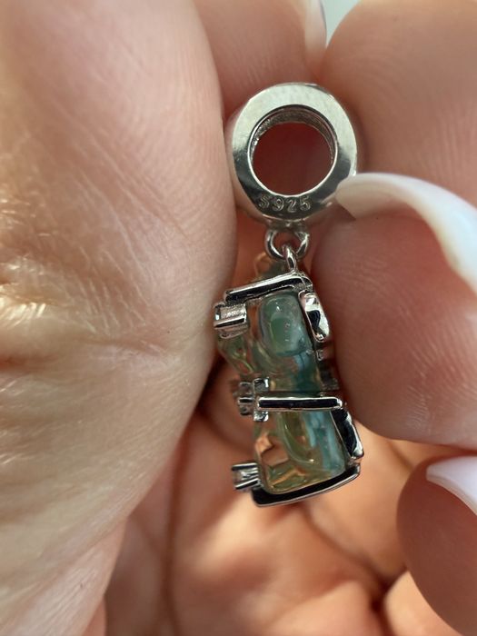 Charm / Talisman Argint 925 Ursuleț Turcoaz + Săculeț Catifea