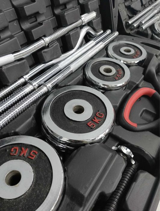 Набор гантель и штанга Gantel Никельный [55кг] Доставка БЕСПЛАТНО