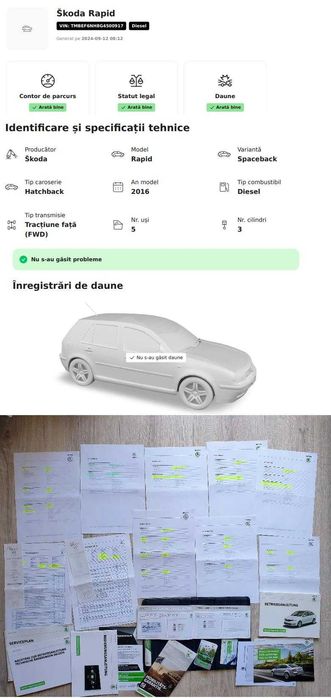 Skoda RAPID 2016 Euro 6 Diesel 90cp 158,200 km Germania carVertical