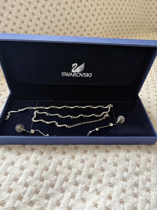 Сребърен комплект колие и обеци Swarovski със сертификат