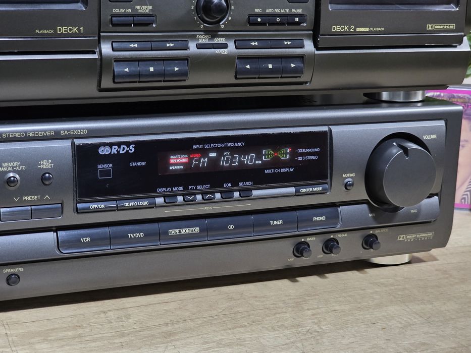 Linie audio TECHNICS,  reveiver SA-EX320, dublu deck  RS-TR373, cd player SL-PG360A, retro hifi sistem