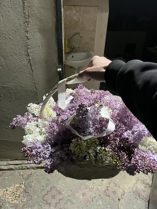 Сирень букет корзина 10к