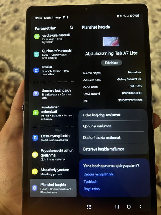 Galaxy Tap A7 Lite