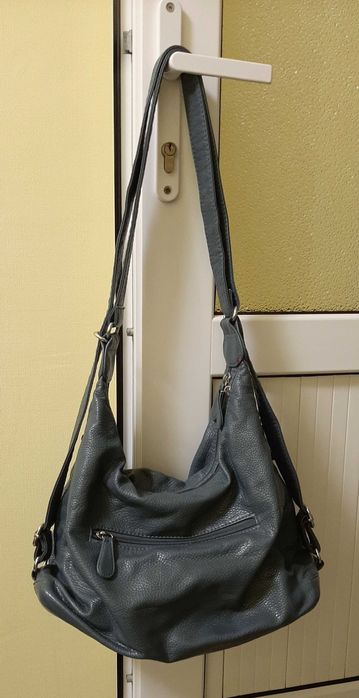 Женская сумка серо-голубого цвета