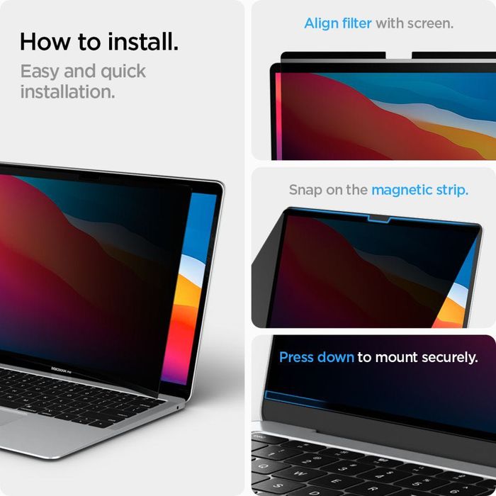 Spigen Safe View Privacy Фолио за MacBook Air 13 M2/M3/M4 (2022–2025)