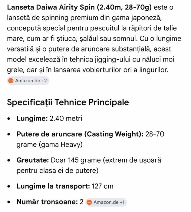 Lanseta Daiwa Airity Spin (2.40m, 28-70g)