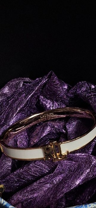 Brățară Lauren Ralph Lauren originală – Bangle aurie / alb, nouă