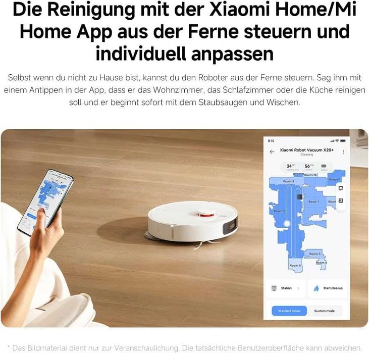 Нова Прахосмукачка Робот с Моп Xiaomi X20+ Robot Vacuum BHR8124, 2 години Гаранция, Сухо и Мокро Почистване