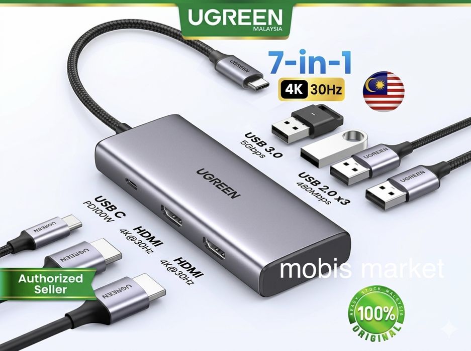 UGREEN 7-in-1 USB-C Hub — универсальный адаптер. есть доставка