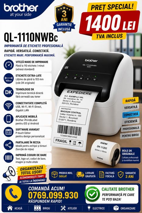 Brother QL-1110NWBc | Sigilat | Livrare gratuita