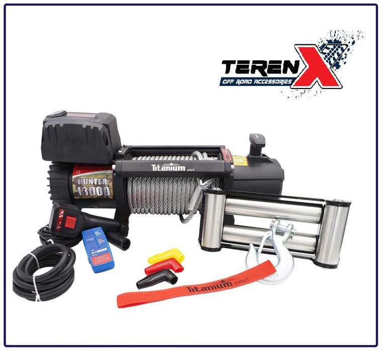 Troliu auto 12V Hunter 13000 lbs 6 tone sufa de otel + bonus