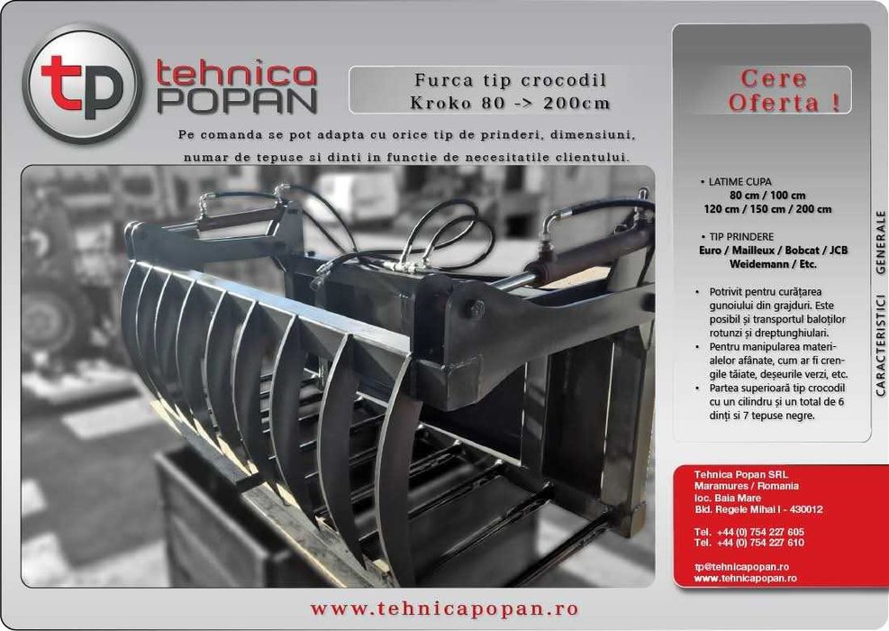 Furca tip crocodil-Toate latimile si sistemele de prindere la comanda.