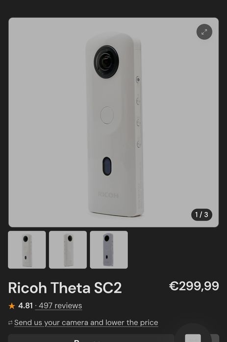 Cameră 360° Ricoh Theta SC2 White – 4K