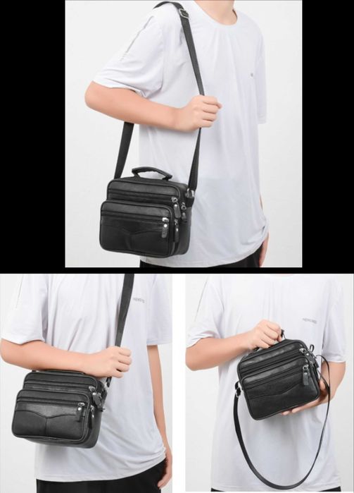 Продам новые мужские сумки мессенджер из натуральной кожи 3 размера