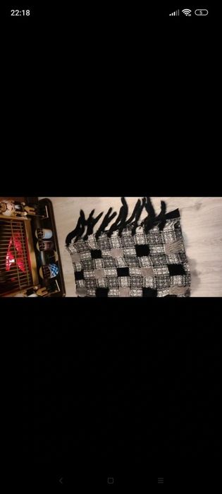 Fustă maxi din tweed patchwork, groasa, handmade, gri-negru cu detalii