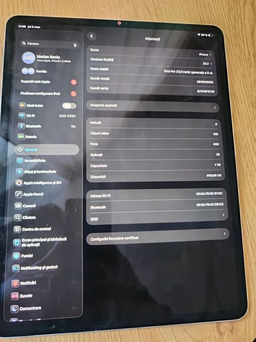Ipad pro 1 TB stare excelenta